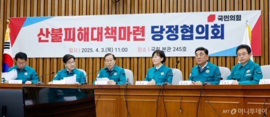 (서울=뉴스1) 안은나 기자 = 권영세 국민의힘 비상대책위원장이 3일 서울 여의도 국회에서 열린 산불피해 대책마련 당정협의회에 참석해 인사말을 하고 있다. 2025.4.3/뉴스1  Copyright (C) 뉴스1. All rights reserved. 무단 전재 및 재배포,  AI학습 이용 금지. /사진=(서울=뉴스1) 안은나 기자