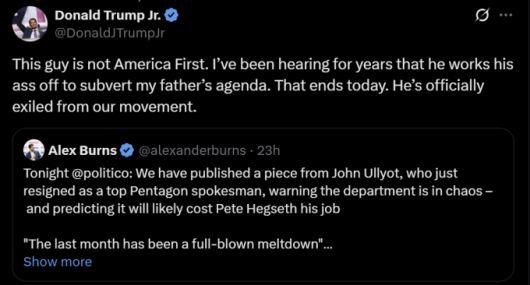 /사진=도널드 트럼프 미국 대통령의 장남 도널드 트럼프 주니어 X