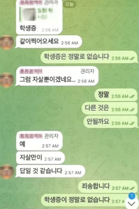 자경단 총책 김녹완이 피해자와 나눈 대화 내역./사진제공=서울경찰청.