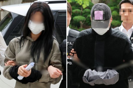 손흥민으로부터 공갈 혐의로 고소당한 20대 여성 A씨(왼쪽)와 40대 남성 B씨의 모습. /사진=뉴스1