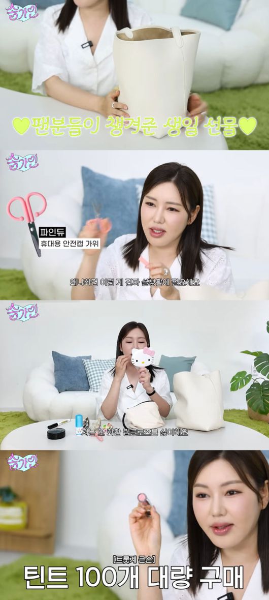 가수 송가인이 평소 가지고 다니는 소지품들을 공개했다. /사진=유튜브 채널 '송가인' 영상