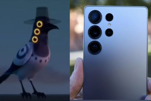 넷플릭스 오리지널 애니메이션 '케이팝 데몬 헌터스'에 등장하는 까치 서씨와 갤럭시S25 울트라 후면 모습. /사진=온라인 커뮤니티