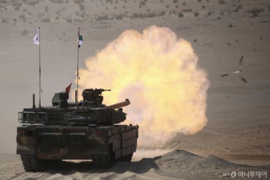 K2전차가 지난 2월 UAE(아랍에미리트)에 훈련에 참여한 모습. / 사진=육군
