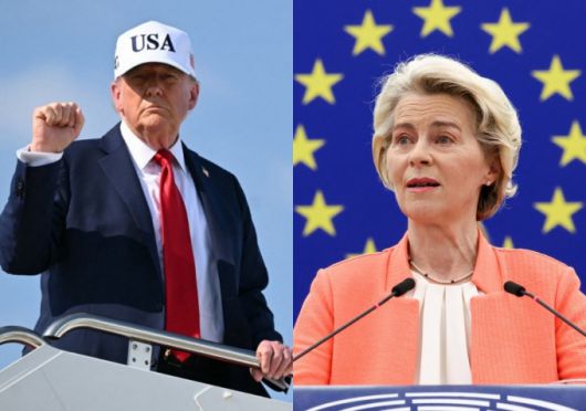 도널드 트럼프 미국 대통령(왼쪽)과 우르줄라 폰데어라이엔 EU(유럽연합) 집행위원장 /로이터=뉴스1