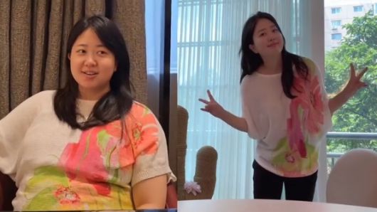 개그맨 박수홍(55)이 아내 김다예(32)의 다이어트 전후 모습을 공개했다. /사진=박수홍 인스타그램 갈무리