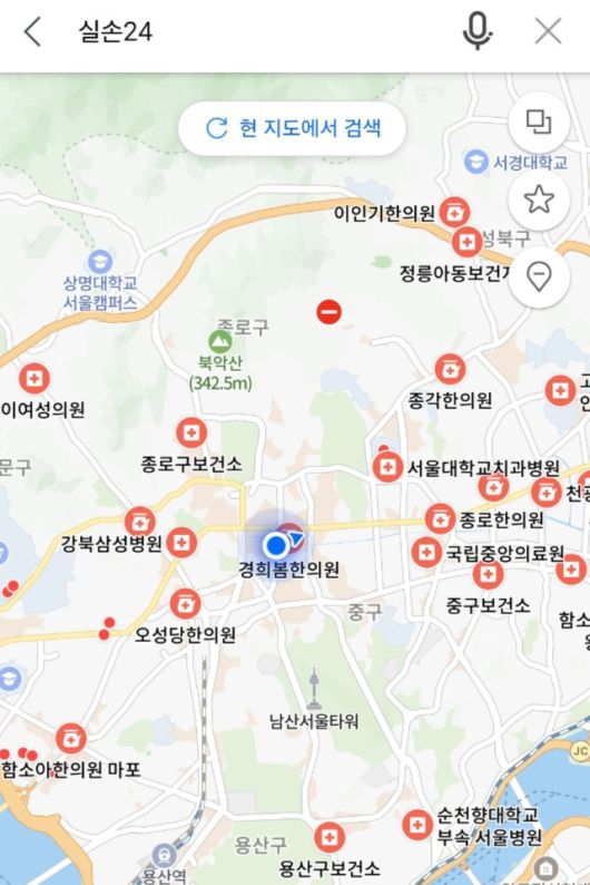 네이버 지도에서 실손24를 검색하면 주변에 실손보험 청구 전산화 서비스를 시행하는 병원, 의원, 약국 등을 쉽게 확인할 수 있다./사진=배규민 기자