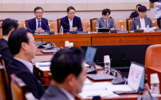 (서울=뉴스1) 안은나 기자 = 정우용 한국상장회사협의회 정책부회장이 11일 오후 서울 여의도 국회 법제사법위원회 회의실에서 열린 상법 개정안 관련 공청회에서 진술하고 있다. 왼쪽부터 정 부회장, 김우찬 고려대 교수, 최준선 성균관대 법학전문대학원 명예교수, 윤태준 주주행동플랫폼 액트 소장. 2025.7.11/뉴스1  Copyright (C) 뉴스1. All rights reserved. 무단 전재 및 재배포,  AI학습 이용 금지. /사진=(서울=뉴스1) 안은나 기자