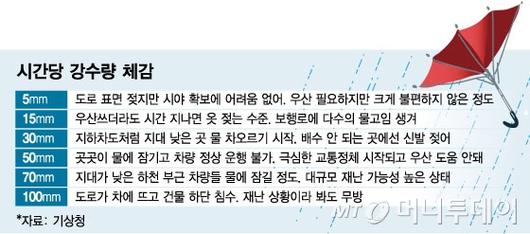 시간당 강수량 체감/그래픽=임종철