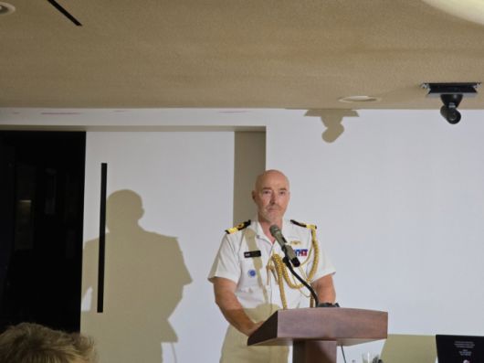 앤디 램 준장(영국 국방무관, 영국한국전쟁추모위원회장)이  25일 서울 중구 주한영국대사관에서 열린 '영웅들의 발자취 위에 서다: 임진강 전투 디지털 투어' 콘텐츠 공식 출범식에서 발표하고 있다. /사진=김상희 기자