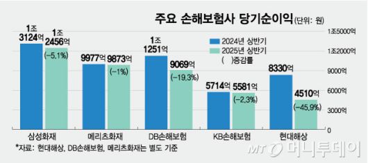 주요 손해보험사 당기순이익/그래픽=최헌정