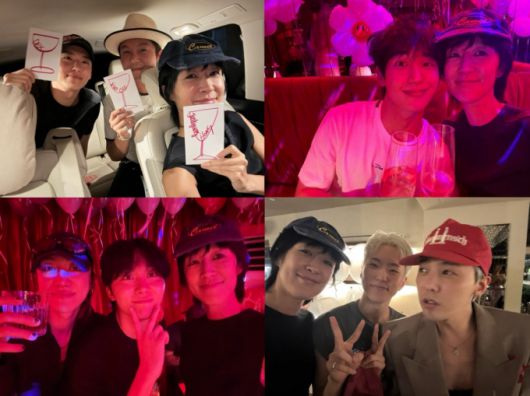 홍진경이 지드래곤 생일파티에 참석해 조세호, 덱스, 정해인, 세븐틴 등과 사진을 찍었다. /사진=인스타그램 갈무리