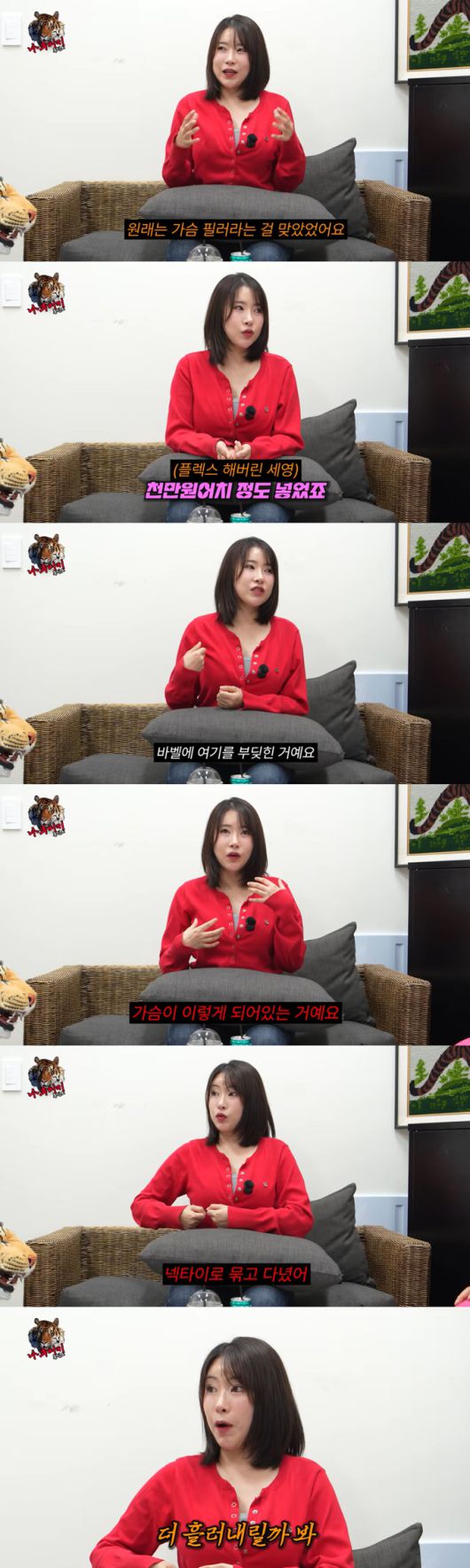 코미디언 이세영이 1000만원대 가슴 필러 부작용으로 가슴 수술을 하게 됐다고 고백했다. /사진=유튜브 채널 '나무미키 흥신소' 영상