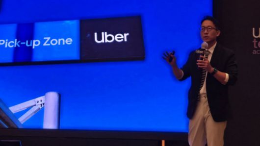 송진우 우버 택시 총괄이 기자 간담회에서 발언하고 있다./사진=이찬종 기자