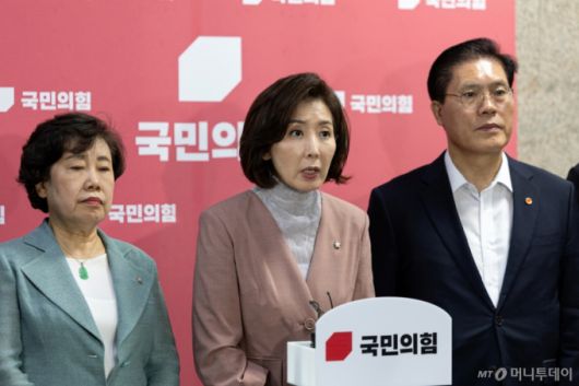 (서울=뉴스1) 이승배 기자 = 나경원 국민의힘 법제사법위원을 비롯한 위원들이 9일 서울 여의도 국회에서 현안 관련 기자회견을 하고 있다. 2025.9.9/뉴스1  Copyright (C) 뉴스1. All rights reserved. 무단 전재 및 재배포,  AI학습 이용 금지. /사진=(서울=뉴스1) 이승배 기자