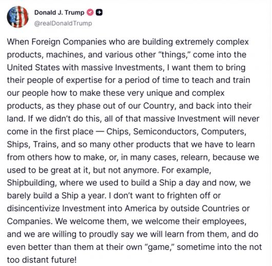 /사진=도널드 트럼프 미국 대통령 트루스소셜 계정