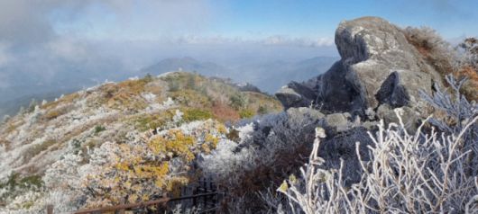 전북 무주군 덕유산 향적봉에 지난달 27일 올해 첫 상고대가 관측됐다. /사진=뉴스1(덕유산국립공원사무소 제공)