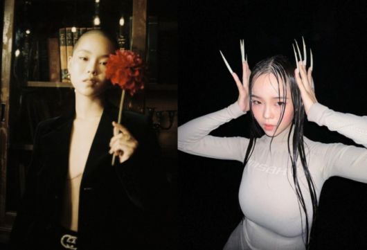 일본 걸그룹 XG 멤버 코코나가 가슴 절제 수술을 받았다고 고백했다. 사진은 가슴 절제 수술 후 모습(왼쪽)과 그 전 모습. /사진=SNS 갈무리