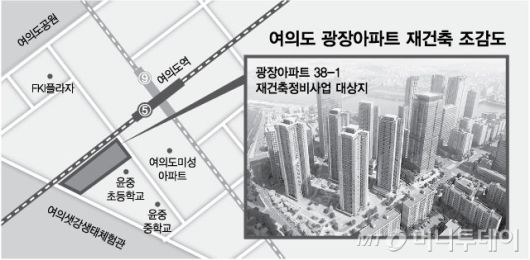 여의도 광장아파트 재건축 위치·조감도. /그래픽=최헌정