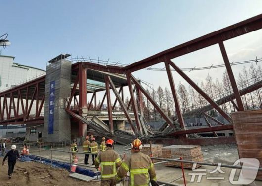 붕괴 사고가 발생한 광주대표도서관 공사 현장./사진 =뉴스1