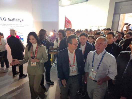 LG전자 VS사업본부장 은석현 사장(가운데), 정의선 현대자동차그룹 회장. /사진=강주헌 기자