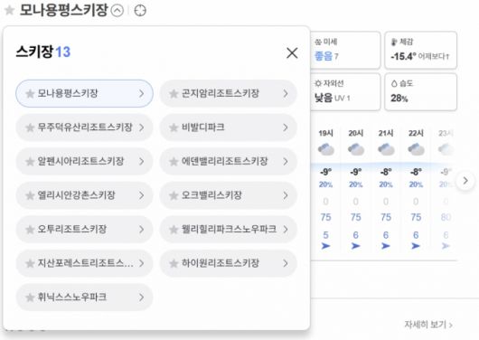 네이버 날씨 스키장 테마. 2026.01.23./사진=네이버