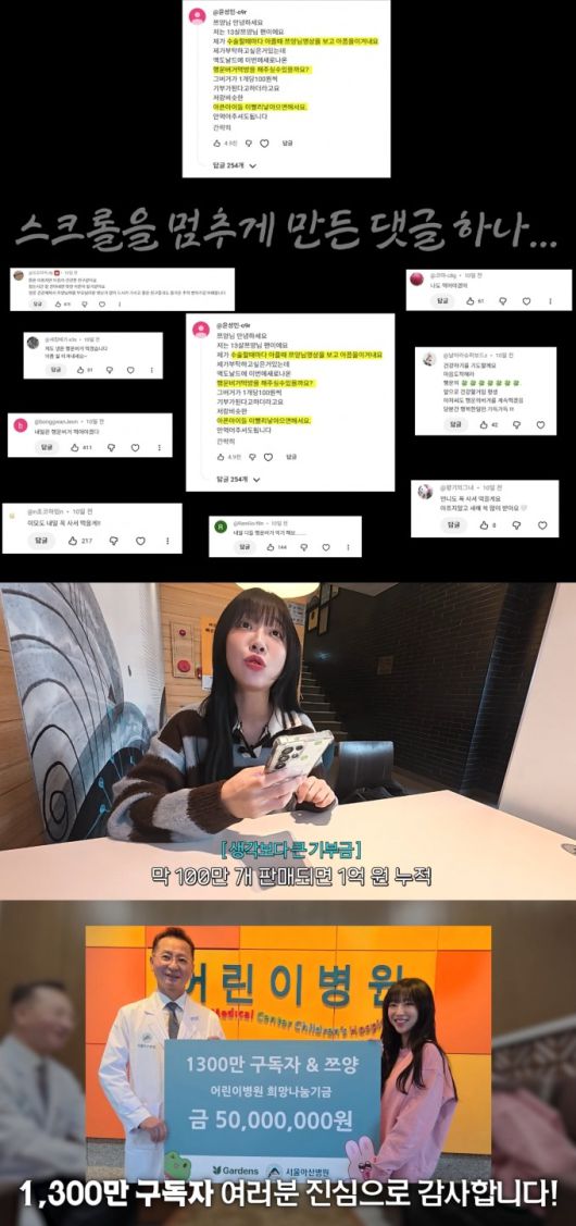 먹방 크리에이터 쯔양이 투병 중인 10대 팬의 '행운버거' 먹방 요청에 화답하며 5000만원을 기부했다. /사진=쯔양 유튜브 영상 캡처