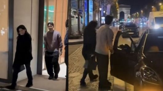 축구선수 이강인(25·파리 생제르맹 FC)이 연인으로 알려진 '두산가 5세' 박상효씨와 프랑스 파리에서 데이트를 하는 모습이 포착됐다. /사진=틱톡 캡처