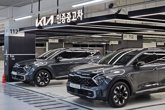 지난 26일 찾은 경기 용인시 오토허브 내 기아 인증 중고차 상품화센터. 스포티지가 주차돼 있다. /고성민 기자