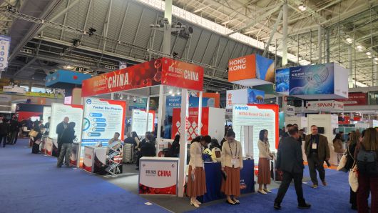 16일(현지 시각) 바이오USA 행사장 안 꾸려진 중국기업 부스 전경. /보스턴=허지윤 기자