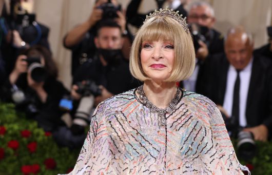 안나 윈투어가 2022년 5월 2일 미국 뉴욕 메트로폴리탄 미술관에서 열린 멧 갈라에서 사진을 찍고 있다. /연합뉴스