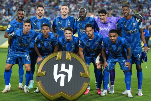 알힐랄 선수단 클럽월드컵 16강전 직전 기념사진을 찍고 있다./연합뉴스