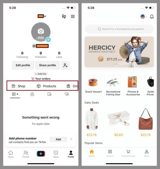 트로이화된 틱톡 앱에 내장된 가짜 웹 스토어. /카스퍼스키 제공