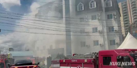 원주시 태장동 모텔 화재*강원특별자치도 소방본부 제공)