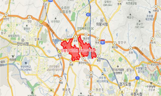 의왕군포안산 공공주택지구 위치도. 안산도시공사 제공