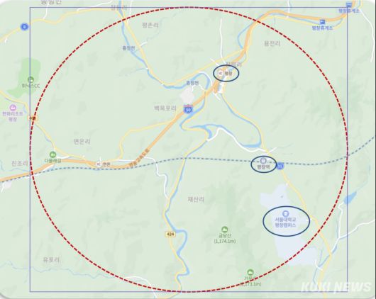 농림축산식품부와 평창군, 지역 농업인과 학계 전문가 등 50여명이 참여한 ‘평창 친환경 특성화농업지구 조성 관련 현장의견 수렴 행사’가 15일 평창군 용평면 장평리 소재 금송회관에서 열려 평창 지역에 제안된 친환경 농업 중심 특성화 모델을 공유하고, 현장의 수용성과 실행 가능성을 점검했다. 평창 친환경 특성화농업지구 조성 1단계 위치도. 평창군 제공