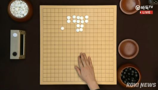백돌을 쥐고 돌을 가린 이치리키 료 9단이 올린 백돌은 15개, 신민준 9단은 흑돌 1개를 올리면서 홀짝을 맞혔다. 흑백 선택권을 얻은 신 9단은 망설임 없이 다시 한번 백번을 선택했다. 한국기원 바둑TV 생중계 화면 캡처