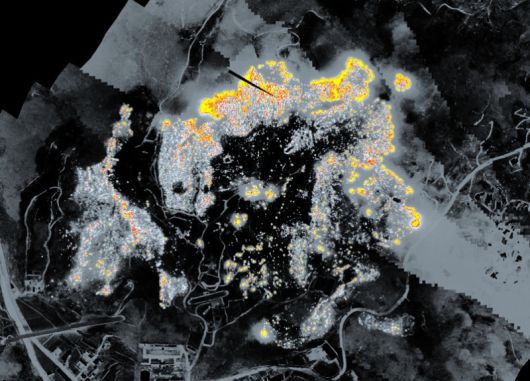 21일 전남 광양 산불지역을 수리온 헬기가 촬영한 화선. 산림청