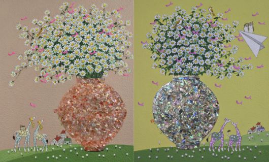 두요 김민정 작가의 기린을 메타포로한 작품/[사진=이상묵 기자]