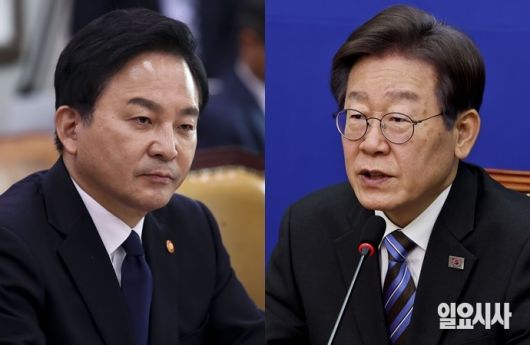 원희룡 국토교통부 장관(사진 왼쪽)과 이재명 더불어민주당 대표가 내년 총선서 인천계양을에 출마할 경우, 해당 지역 유권자들은 이 대표를 더 지지한다는 여론조사 결과가 발표됐다. ⓒ고성준 기자