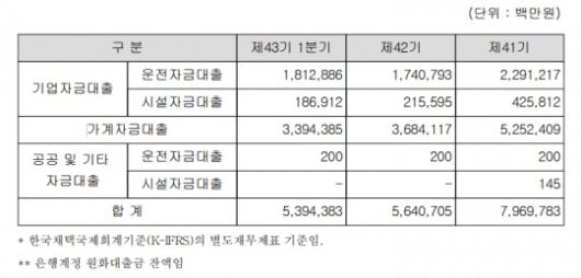 한국씨티은행 자금용도별 대출현황 / 자료=한국씨티은행