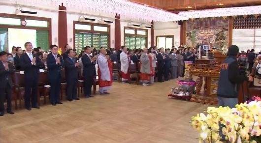 5일 경기 양주 청련사에서 봉행한 태고종 봉축 법요식. [영상 사진] 연합뉴스TV