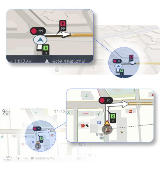내비게이션 실시간 신호 대기 시간 기능 구현 이미지