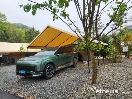 캠핑장에서 차박·캠핑을 하기 위해 주차된 아이오닉9. (사진=김신영 기자)