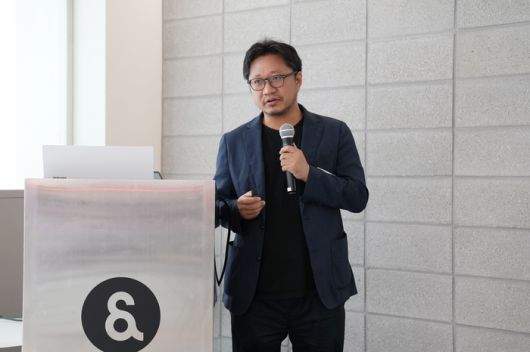 김중희 알피 대표가 15일 서울 강남구 엔스페이스에서 열린 카카오벤처스 브라운백미팅에서 사업을 소개하고 있다.(사진=카카오벤처스)