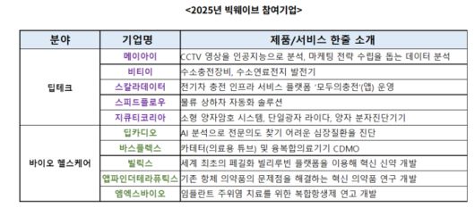 2025년 인천창조경제혁신센터 빅웨이브 참여기업 소개(자료=인천창조경제혁신센터)
