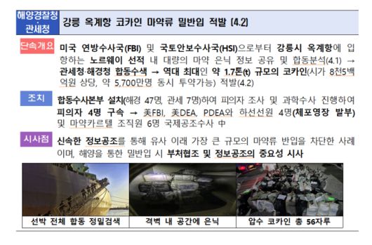 상반기 범정부 마약류 밀반입 단속 성과 사례(자료=국무조정실)