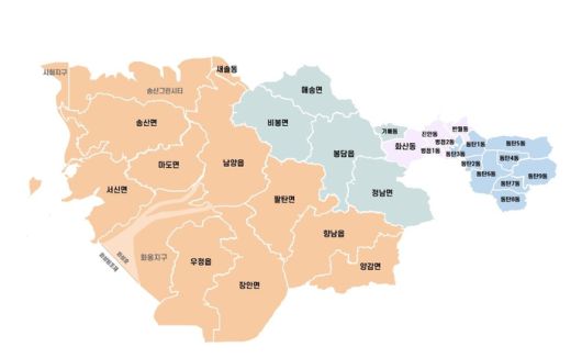 화성시 4개 일반구 구획안.