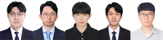 연구진. 사진 왼쪽부터 홍성민 교수, 이광운, 김인기, 정승우, 장민서 연구원 .