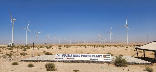 한국전력공사가 요르단 푸제이즈에 구축한 풍력발전 현장. 사진 출처 : 한국전력공사