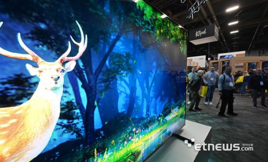 세계 최대 가전·정보기술(IT) 전시회 'CES 2026'이 개막한 6일(현지시간) 미국 네바다주 라스베이거스 컨벤션센터 센트럴홀에 마련된 하이센스 부스에서 참관객이 116형 RGB 미니LED TV를 살펴보고 있다.  라스베이거스=이동근기자 foto@etnews.com